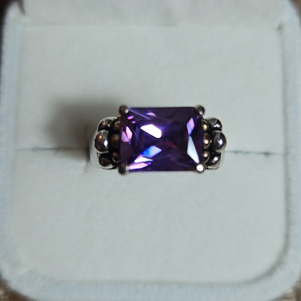 Vintage Sterling Silver Imitation Amethyst Ring Gold Over Silver Size 7 - Picture 4 of 9